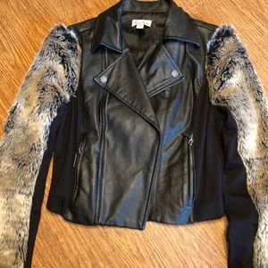 Nicole Richie Faux Fur Biker Jacket